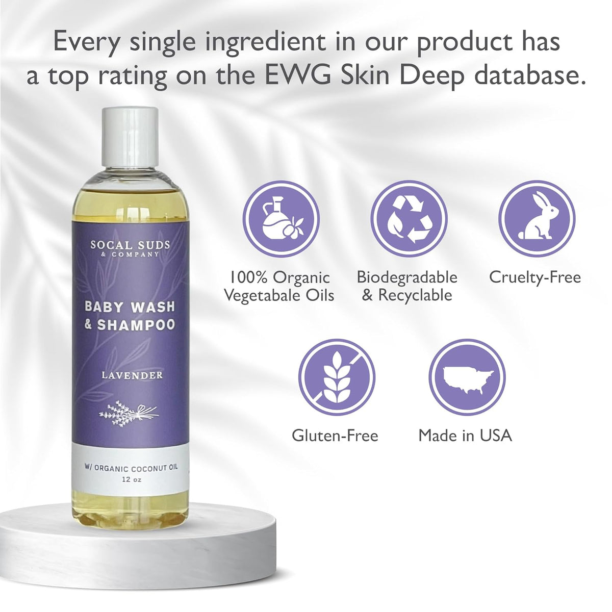 SoCal Suds & Company Baby Shampoo & Body Wash, 2-in-1 Organic Gel - Gentle Castile Soap with