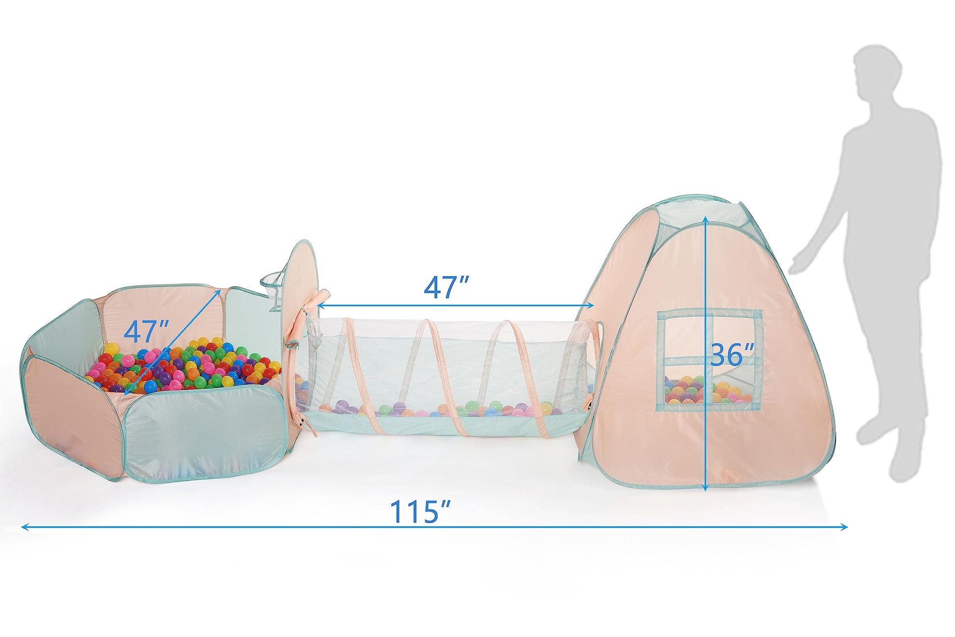 UTEX 3 in 1 Pop Up Play Tent with Ball Pit, Indoor/Outdoor Playhouse