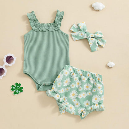 fhutpw Baby Girl Clothes Summer Cute Outfits 3 6 12 18 Months Spaghetti Strap Romper & Floarl