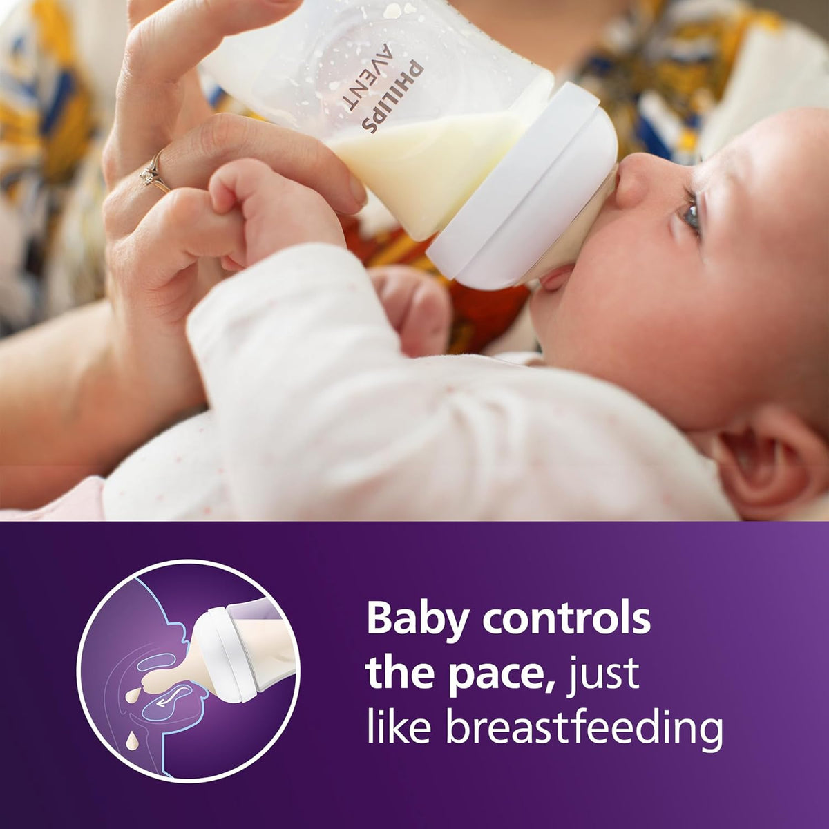 Philips Avent Natural Baby Bottles with Natural Response Nipples (Medium Flow, Flow 3), 9oz
