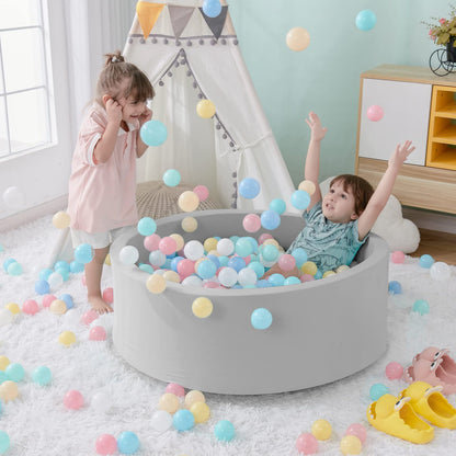 SHJADE Foam Ball Pit, 35.4"x 11.8" Ball Pits for Toddlers-Grey