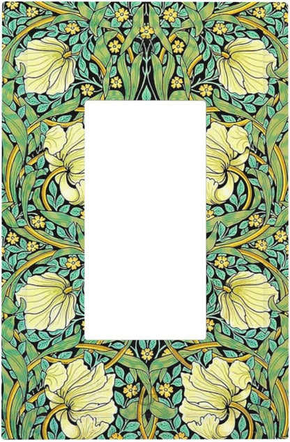 Decorative Outlet Covers William Morris Vintage Floral Yellow Flowers Green Leaf 1 Gang Single