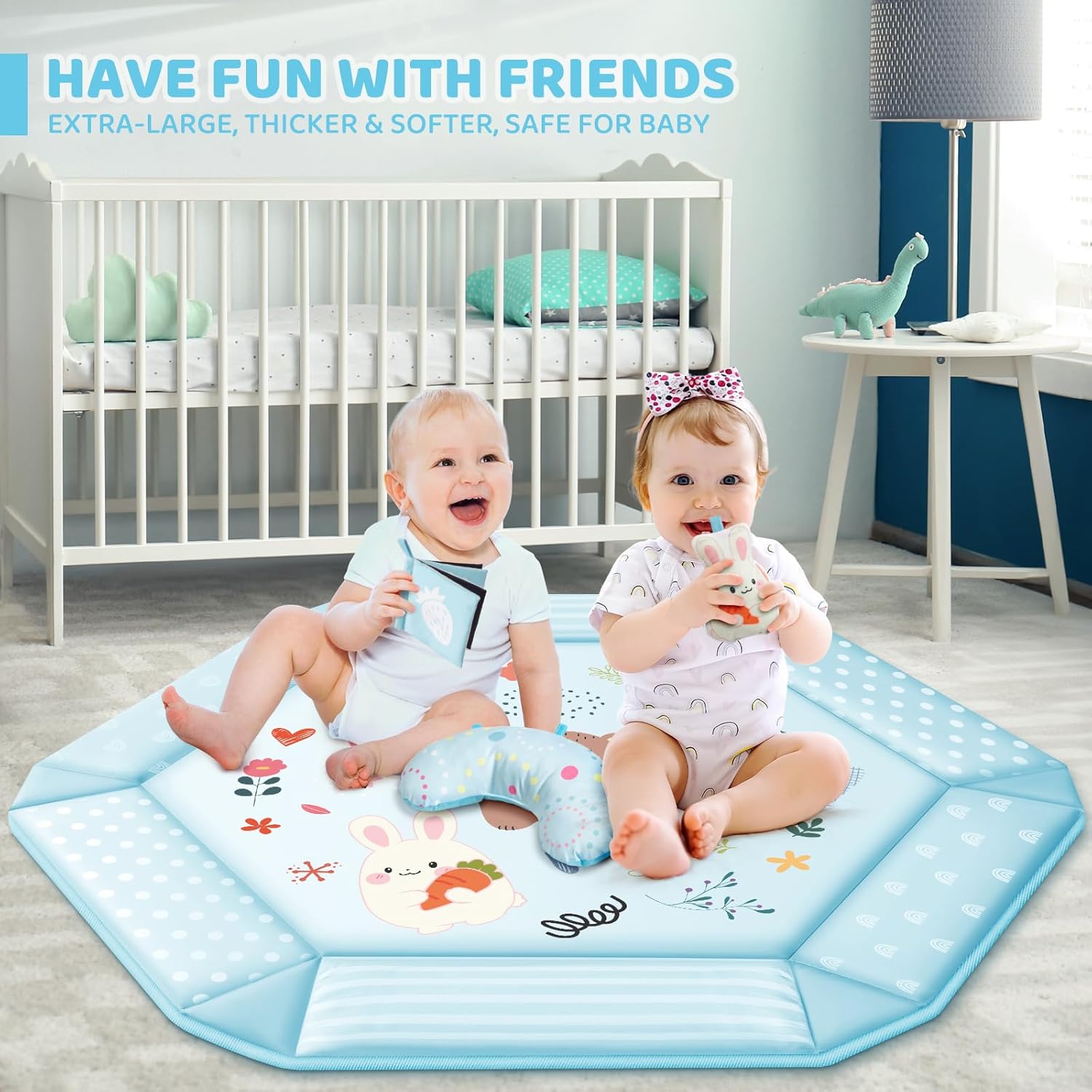 Baby Gym Play Mat, 8-in-1 Tummy Time Mat & Ball Pit with 6 Toys, Washable Baby Activity Mat for