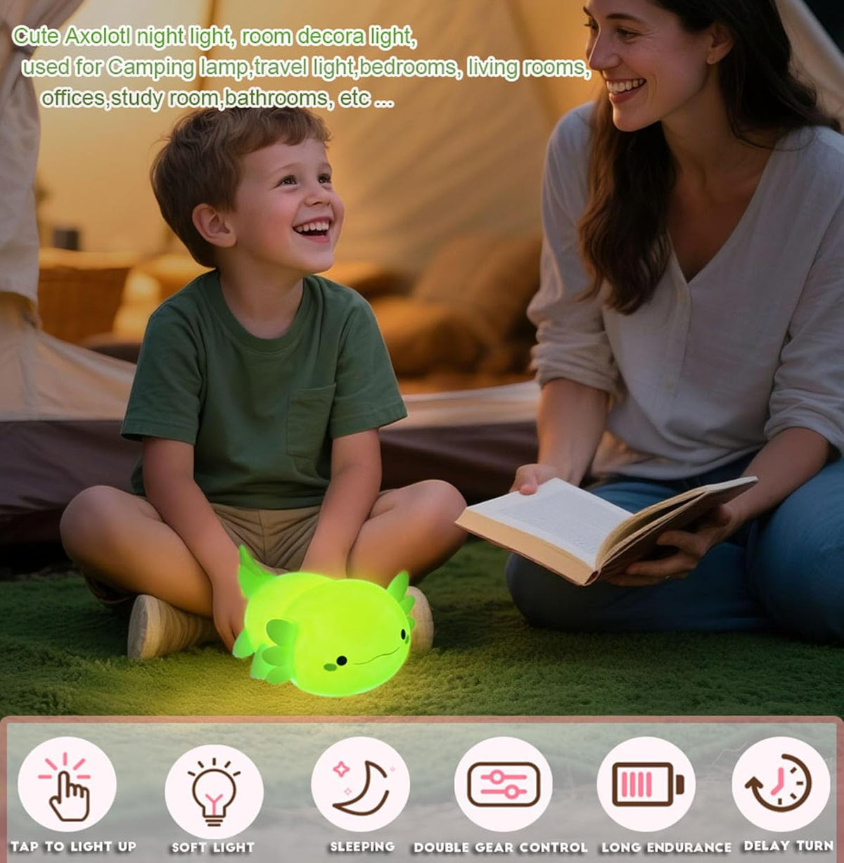 DREAMING MY DREAM Axolotl Night Light for Kids,Cute Axolotl Gifts lamp Rechargeable Light Table