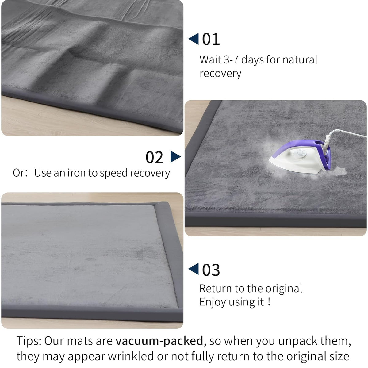 ACOMOPACK Baby Play Mat for Floor 1.3" Thick Memory Foam Play Mat 71"×79" Tummy Time Crawling with