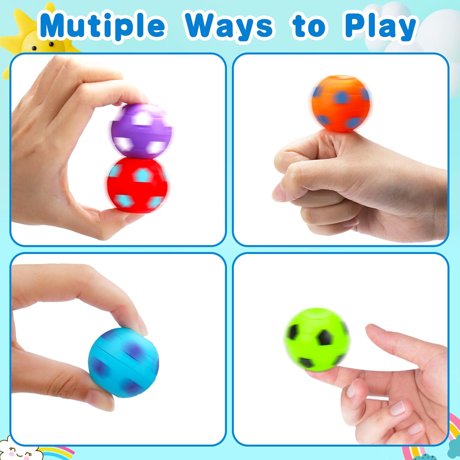 32PCS Fidget Spinner Soccer Balls Sports Party Favors Bulk for Kids 4-8 8-12 Birthday Goodie Treat