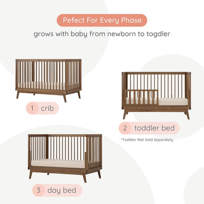 dadada Baby Soho 3-in-1 Convertible Wooden Crib to Toddler Bed - Made in Italy, GREENGUARD Gold