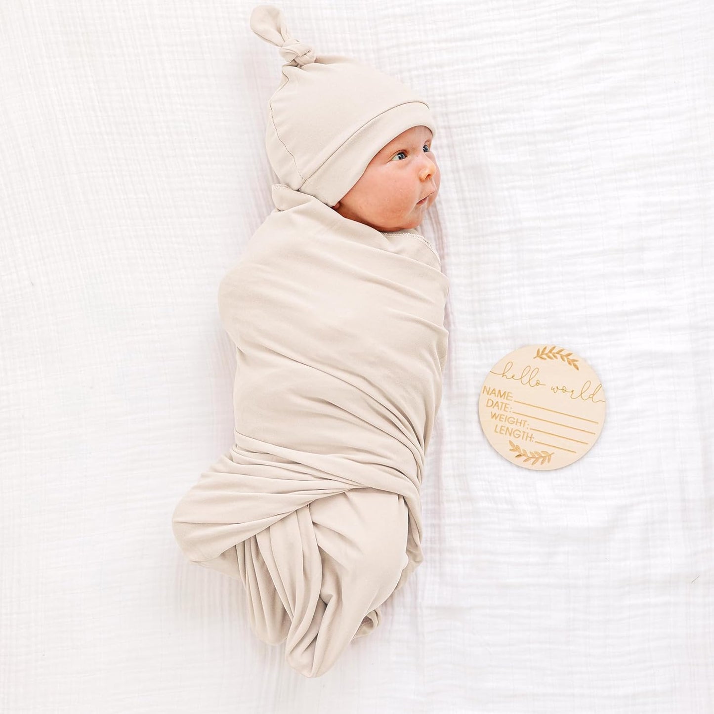 Konssy Baby Girl Newborn Receiving Blanket with Matching Headband and Beanie Set Baby Swaddle