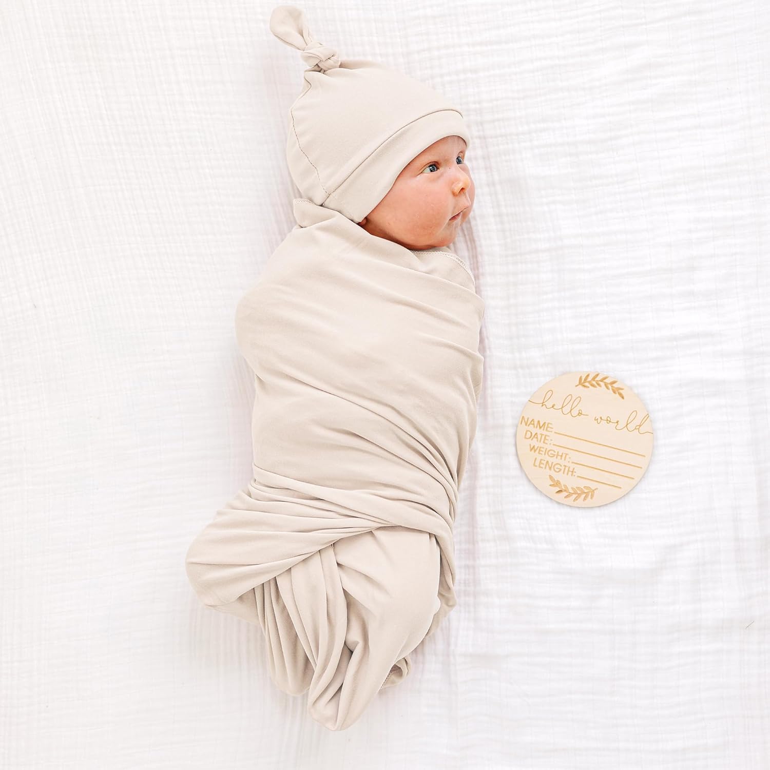 Konssy Baby Girl Newborn Receiving Blanket with Matching Headband and Beanie Set Baby Swaddle