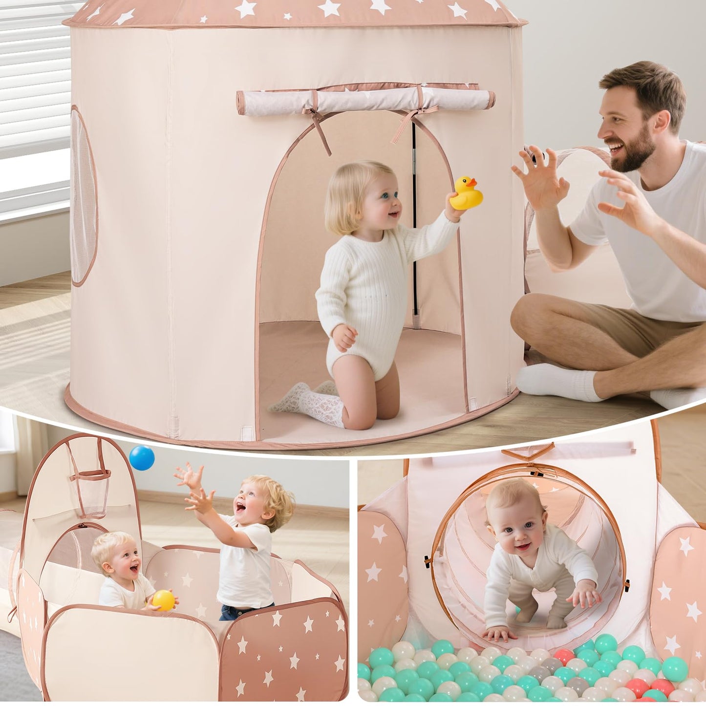 Sumbababy Kids Tent with Crawl Tunnel: Ball Pit for Toddlers - Ball Pit Tunnels for Young Children