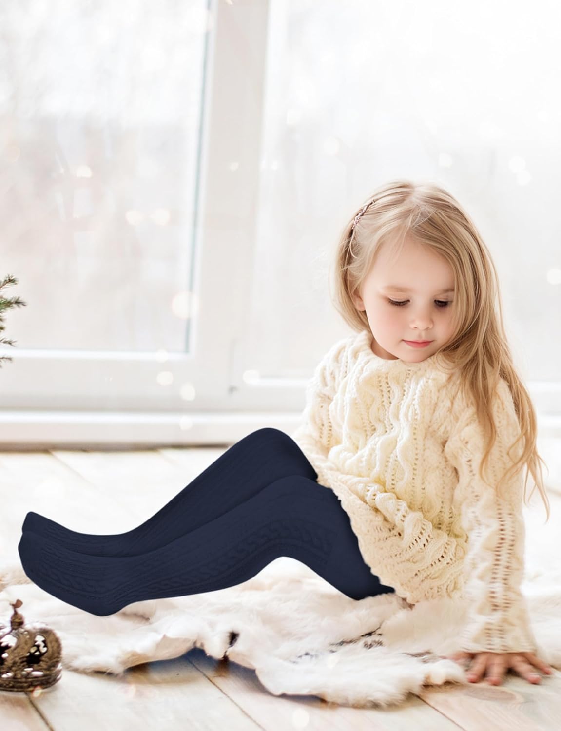 Baby Girls Tights Cable Knit Toddler Leggings Winter Solid Cotton Tights School Stockings 2 Pack