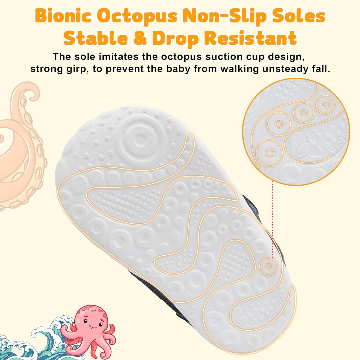 FEETCITY Wide Baby Shoes Boys Girls Baby Barefoot Shoes Breathable Infant Walking Shoe Crib Sock