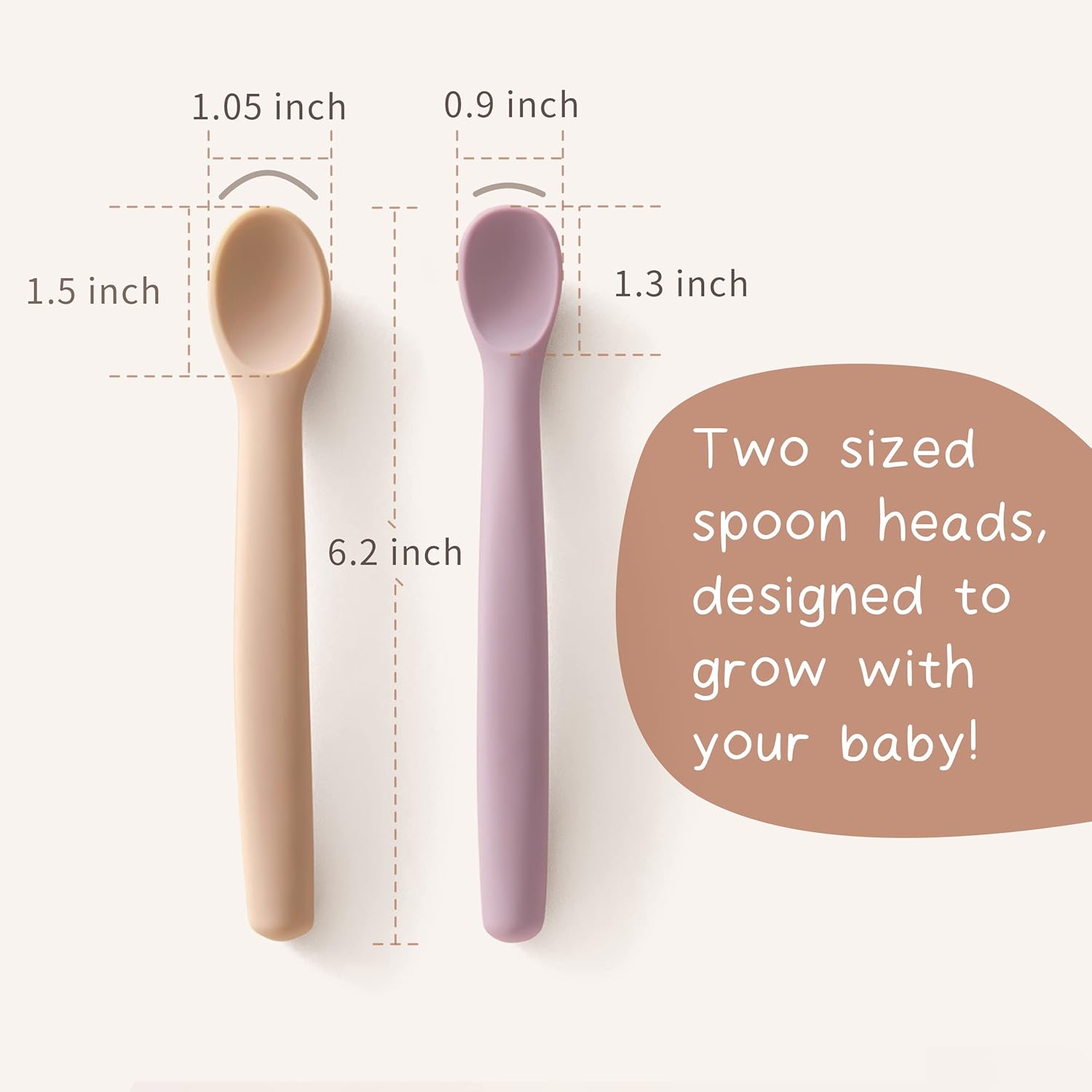 Moonkie Silicone Baby Spoons Set of 4, Two Sizes Feeding Spoon for First Stage 4+ Months, Baby