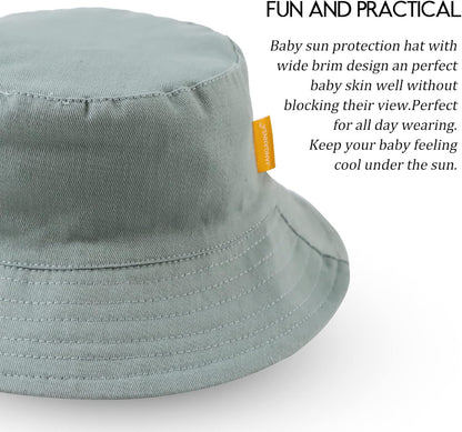 JANGANNSA Cotton Baby Sun Hat Infant Toddler Boys Girls Bucket Hats Summer Sun Protection Kids