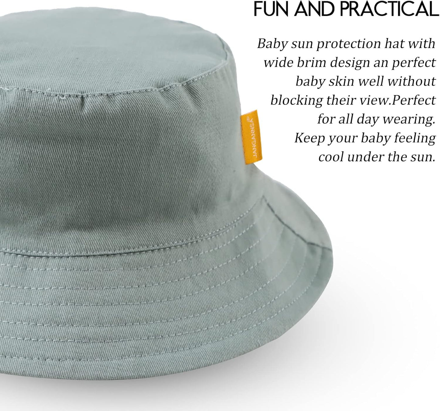 JANGANNSA Cotton Baby Sun Hat Infant Toddler Boys Girls Bucket Hats Summer Sun Protection Kids