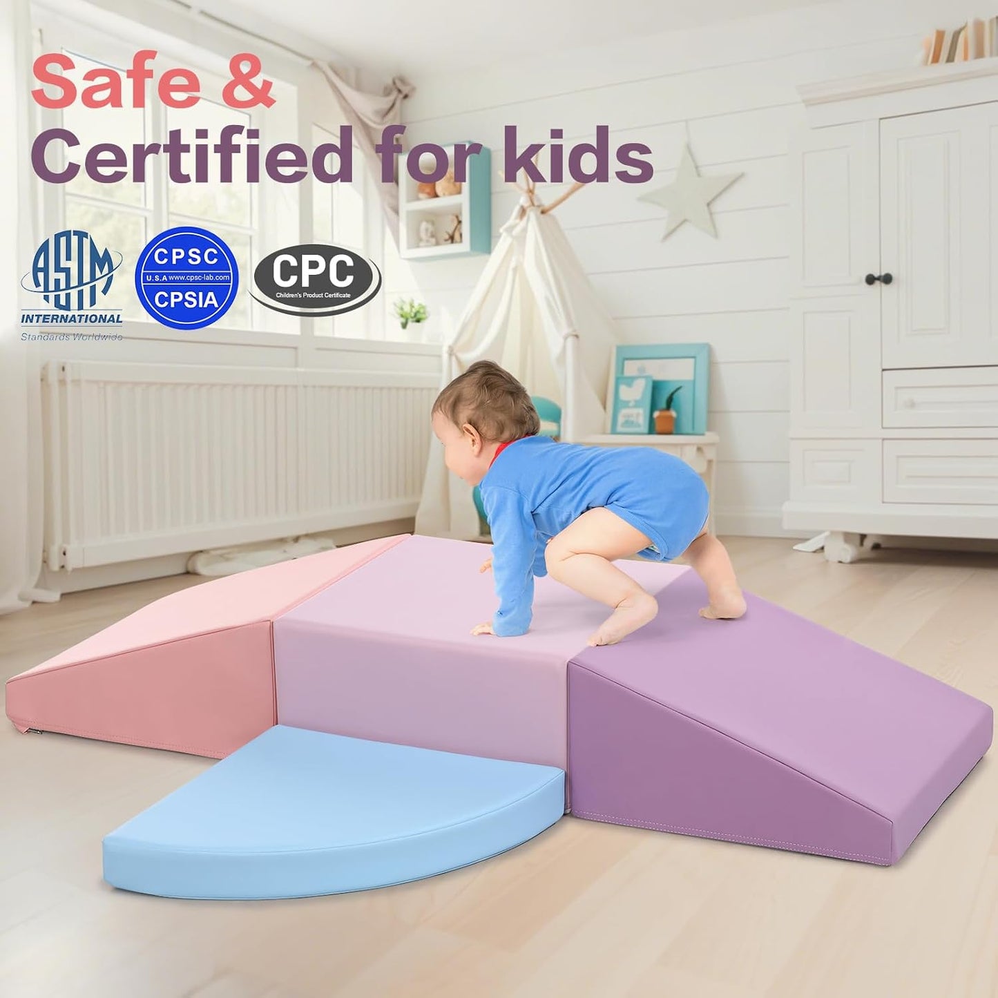 Climbing Foam Blocks for Toddlers: PU Leather Foam Blocks for Kids Active Play - Toddler Climbing