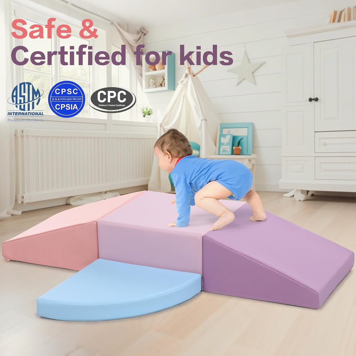Climbing Foam Blocks for Toddlers: PU Leather Foam Blocks for Kids Active Play - Toddler Climbing
