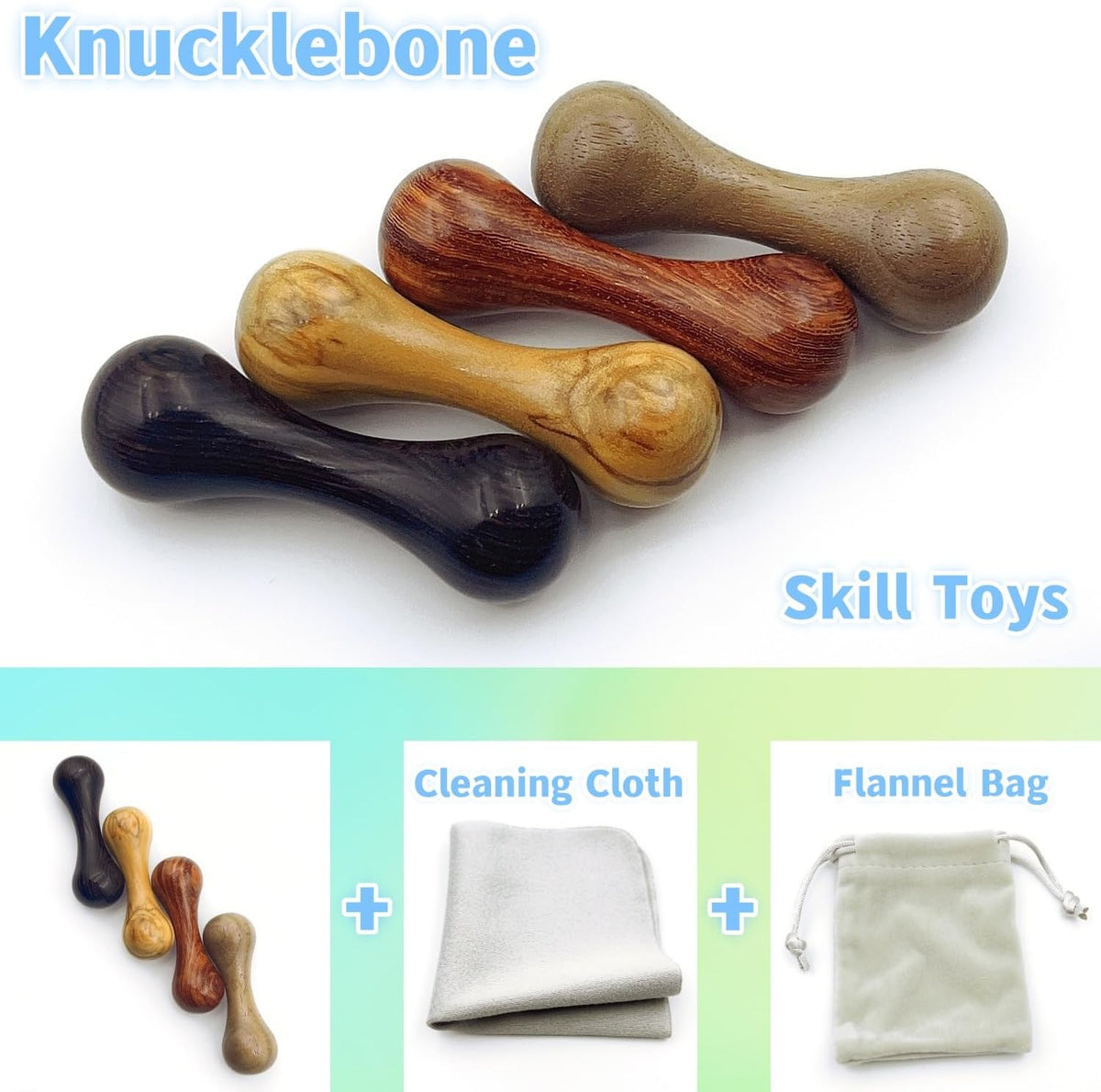 Knucklebone Wooden Bone Toys, Finger Skill Toys, Portable EDC Desktop Fidget Toys, Leisure Toys