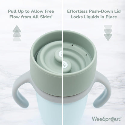WeeSprout Baby Training Cup - Silicone Sippy Cup with Removable Handles for Weaning Off Bottle