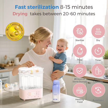 Bottle Sterilizer and Dryer, All-in-One Electric Steam Sterilizer Bottle Sanitizer for Baby