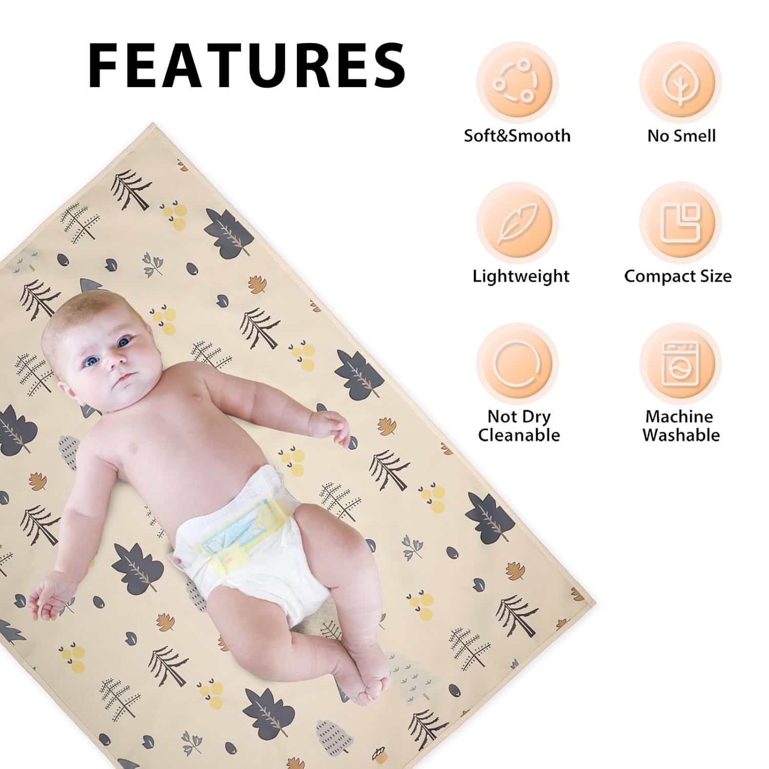 Vegan Leather Baby Changing Mat - Wipeable Portable Changing Pad, Foldable Travel Changing Mat for