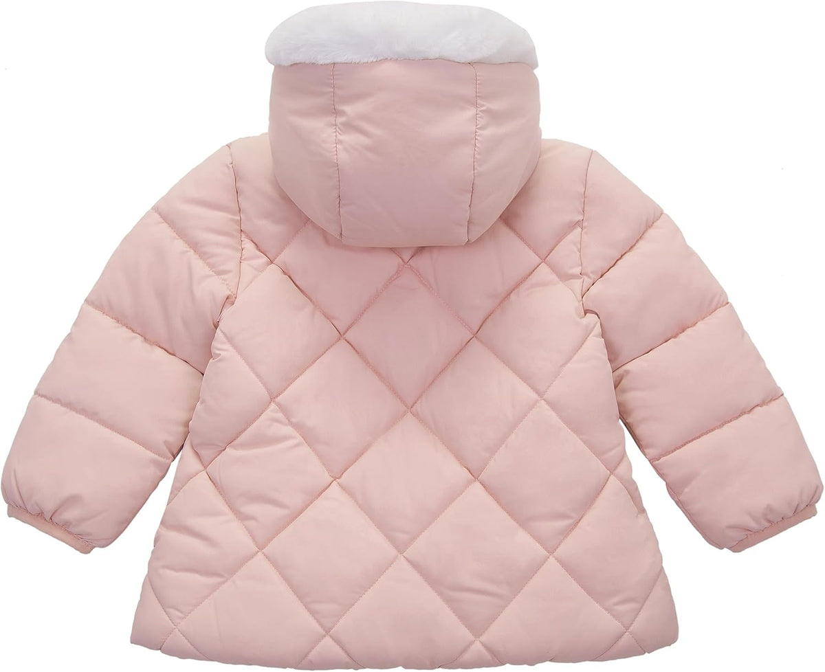 Rokka&Rolla Baby Girls' Water-Resistant Puffer Jacket Hooded Winter Coat with Soft Mini Fur Lining