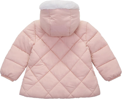 Rokka&Rolla Baby Girls' Water-Resistant Puffer Jacket Hooded Winter Coat with Soft Mini Fur Lining