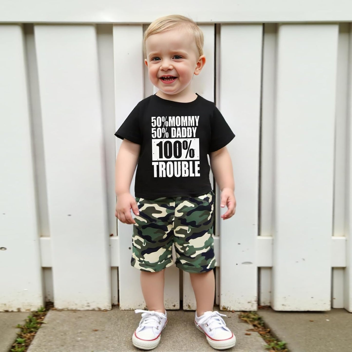 wdehow Toddler Kids Baby Boy Summer Clothes Sets 1T 2T 3T 4T 5T Letter Print Short Sleeve Tops