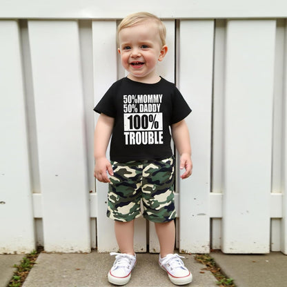 wdehow Toddler Kids Baby Boy Summer Clothes Sets 1T 2T 3T 4T 5T Letter Print Short Sleeve Tops