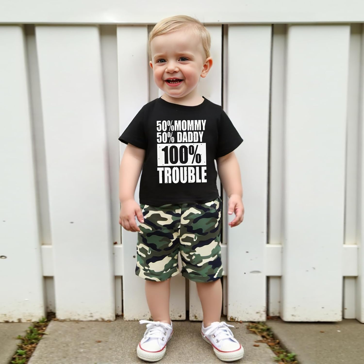 wdehow Toddler Kids Baby Boy Summer Clothes Sets 1T 2T 3T 4T 5T Letter Print Short Sleeve Tops