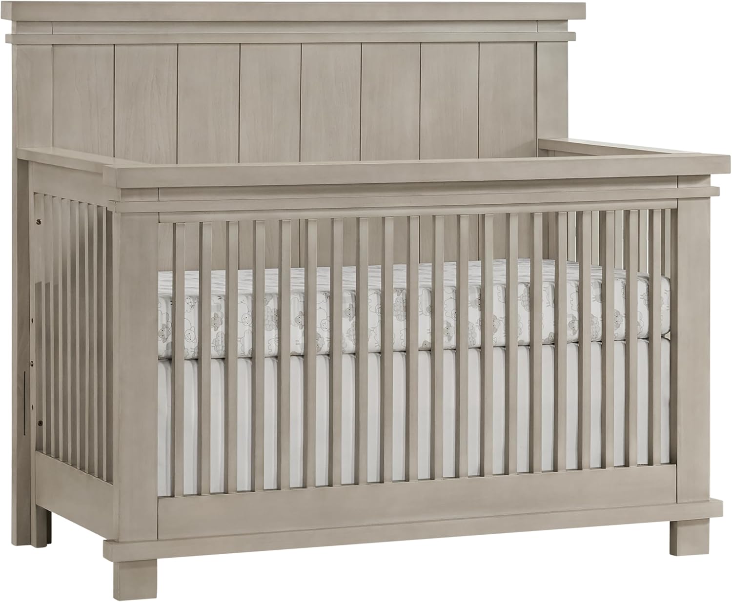 Soho Baby Hampton Premium 4-in-1 Convertible Crib, Flat-Top Headboard, Smooth Stone Wash