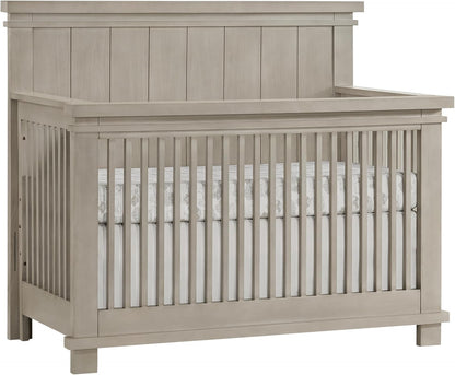 Soho Baby Hampton Premium 4-in-1 Convertible Crib, Flat-Top Headboard, Smooth Stone Wash