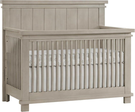 Soho Baby Hampton Premium 4-in-1 Convertible Crib, Flat-Top Headboard, Smooth Stone Wash