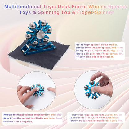 Desk-Fidget-Toys for Ferris-Wheels-Spinner: Metal Kinetic-Spinner 4mins, Cool-Gadgets for Kid