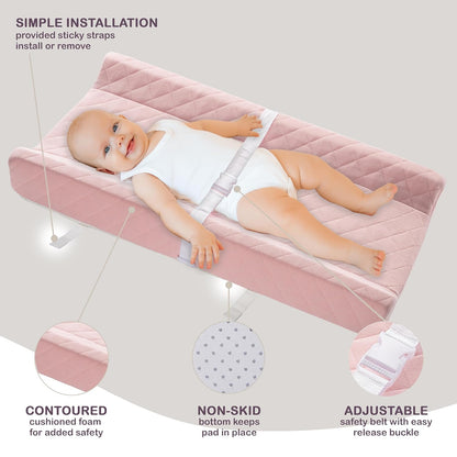 Organic Cotton Contoured Baby Changing Pad w/Waterproof Foam Mattress, Includes Soft, Removable &