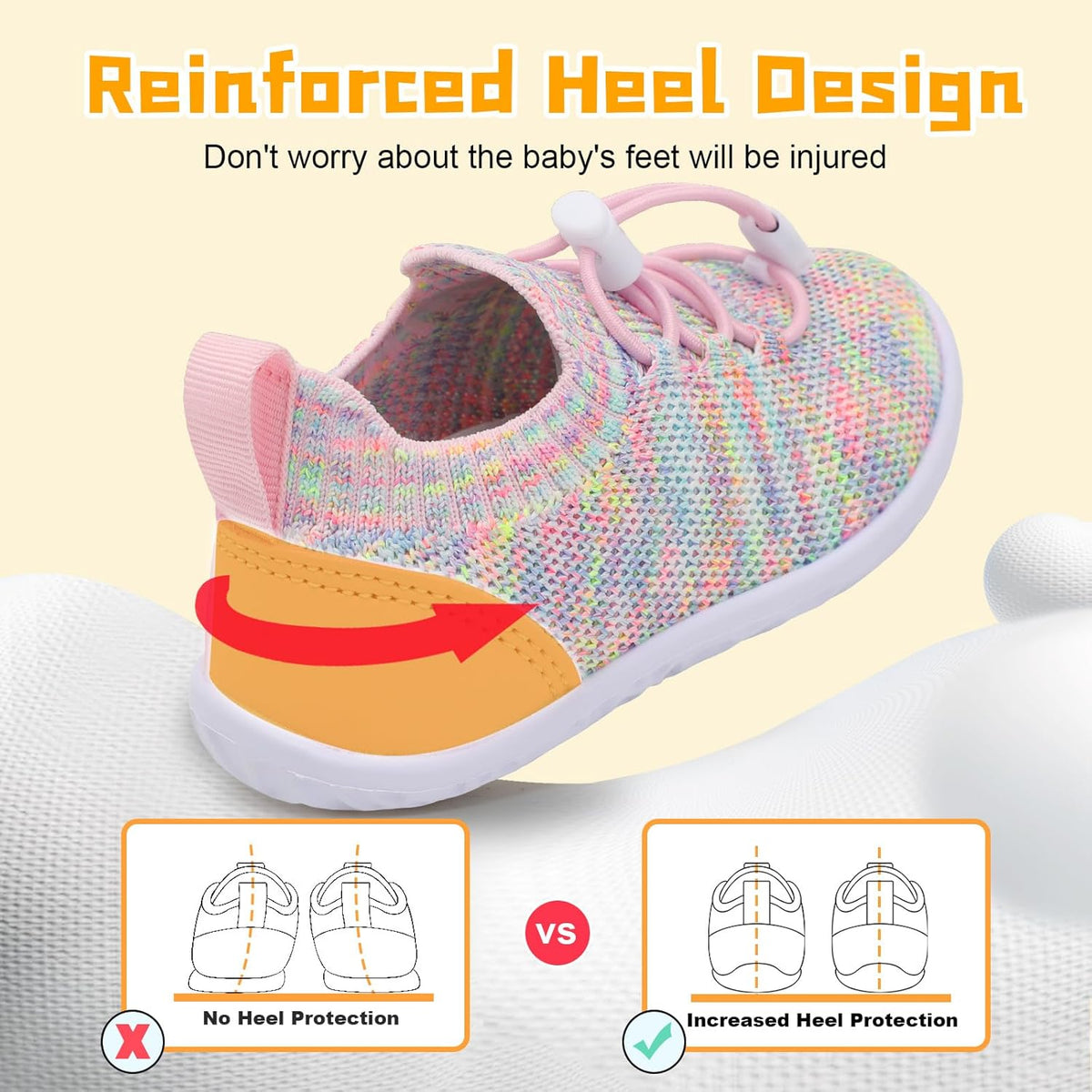FEETCITY Baby Shoes Boys Girls First Walking Shoes Lightweight Infant Sneakers Slip On Shoe