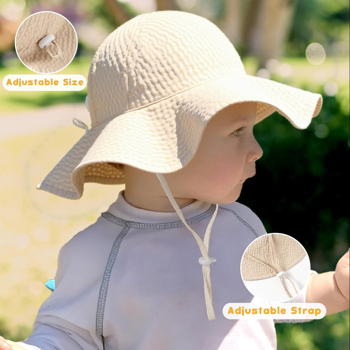 HONGTEYA Baby Sun Hat Toddler Girl Beach Hat Adjustable Outdoor Summer Hat UPF 50+ Sun Protection
