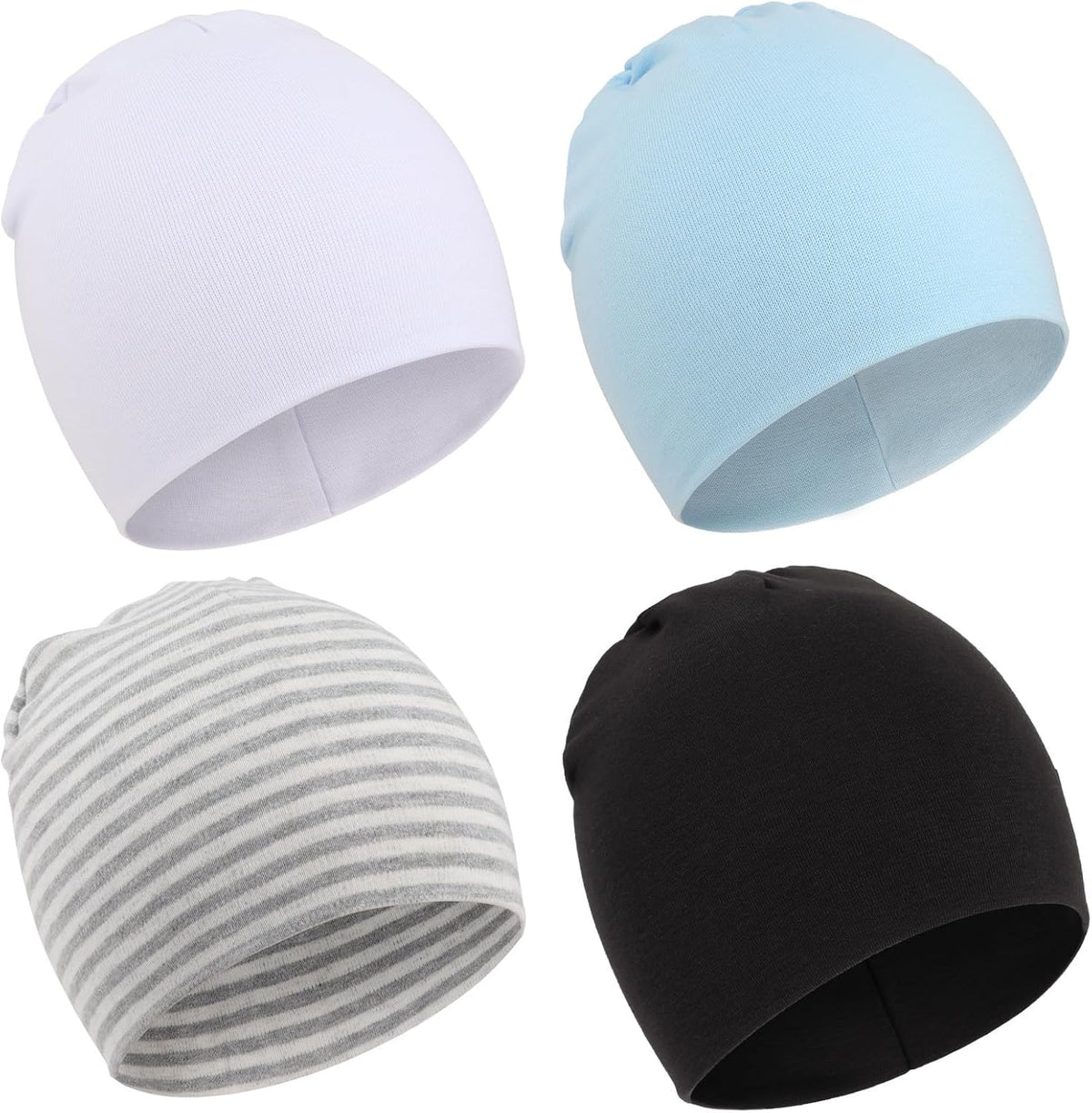 DRESHOW BQUBO 4 Pieces Baby Beanie Newborn Toddler Soft Cute Knit Hat Hospital Hats for Baby Boys