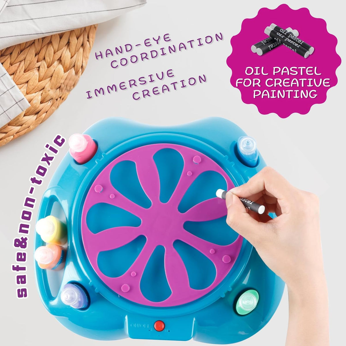 Spin Art Machine Variable Speed, Battery Operated Spinner - Paint Spinner with Splatter Guard