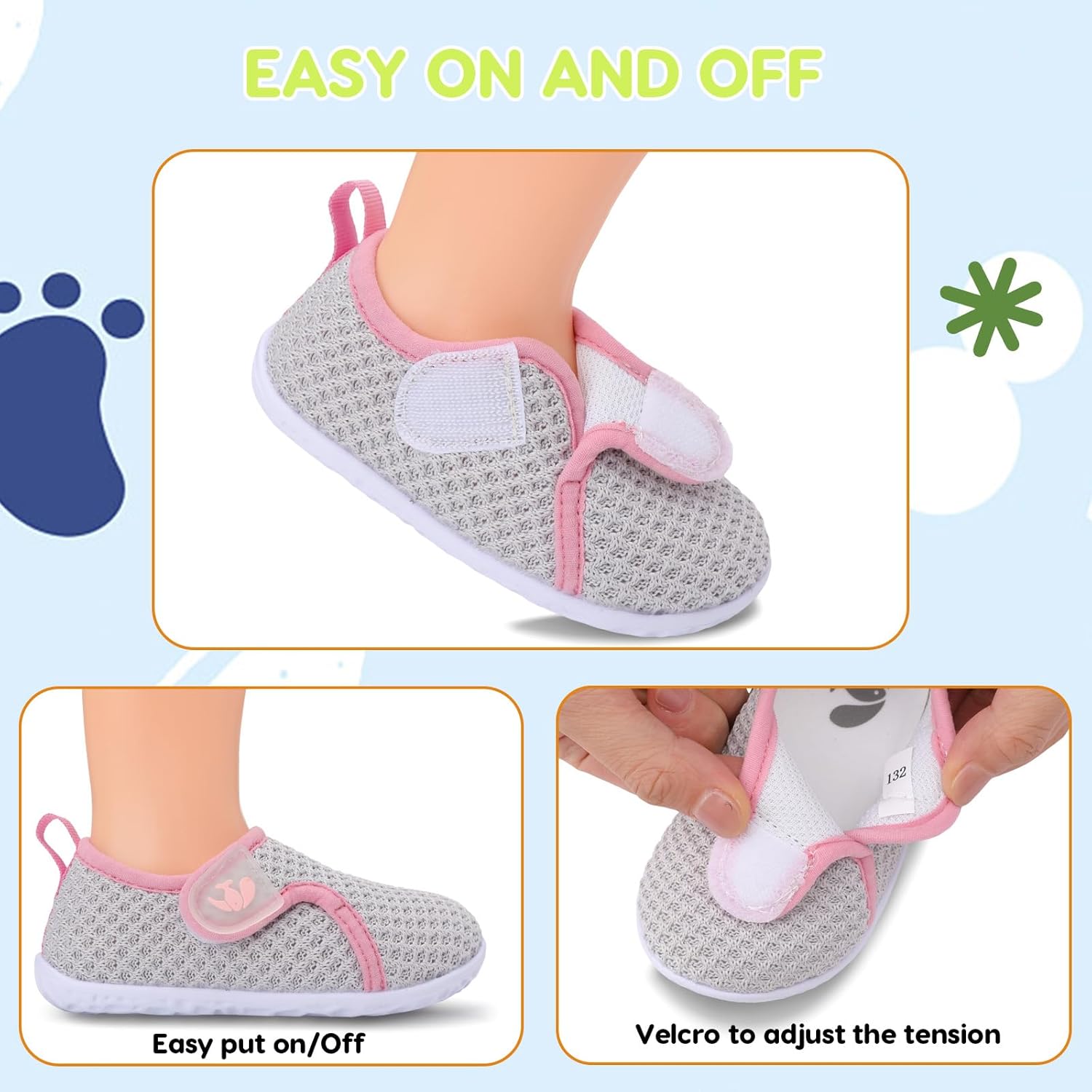 FEETCITY Baby Boys Girls First Walking Shoes Infant Sneakers Crib Shoes Breathable Lightweight Slip