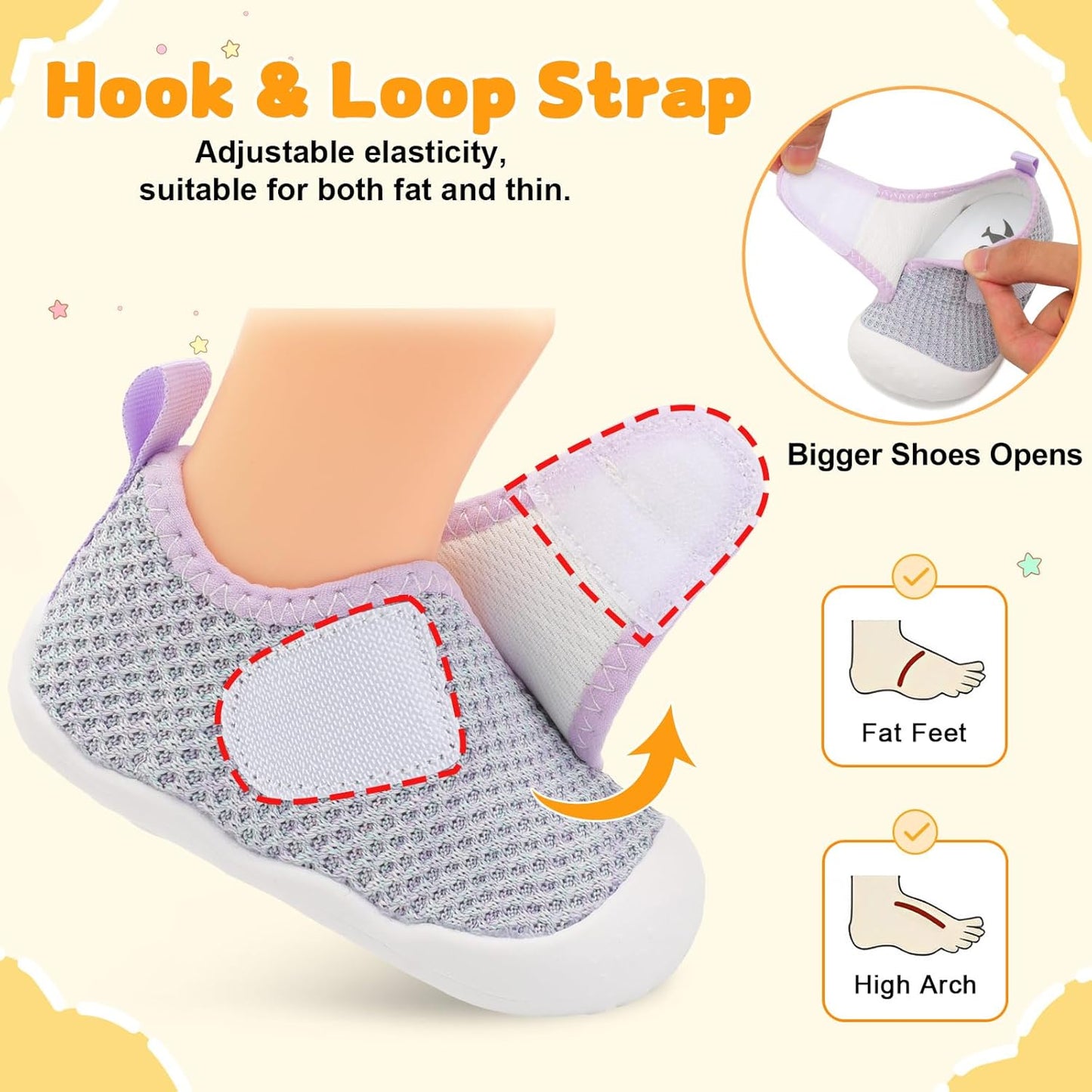 FEETCITY Baby First Walking Shoes Wide Baby Shoes Infant Sneakers Newborn Crib Shoe Barefoot