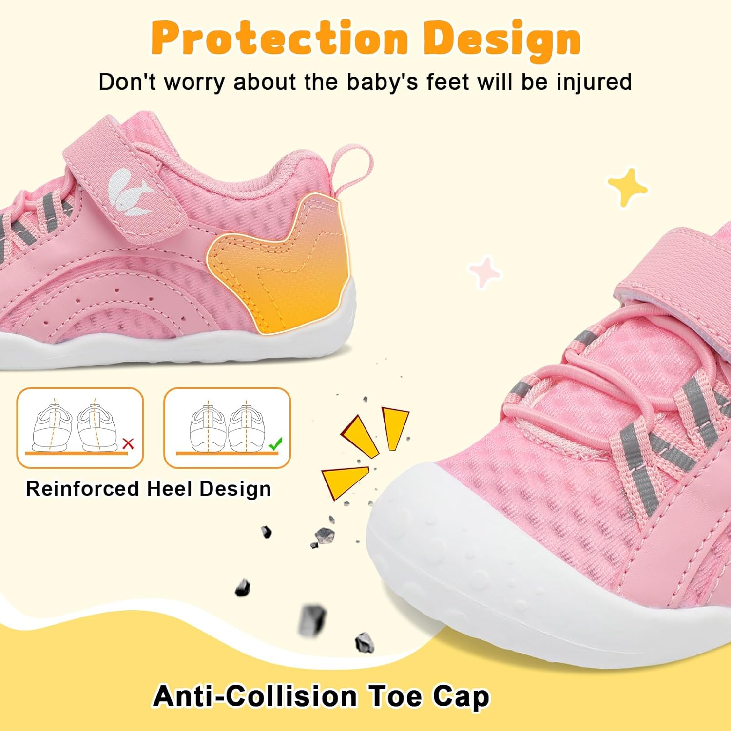 FEETCITY Wide Baby Shoes Boys Girls Baby Barefoot Shoes Breathable Infant Walking Shoe Crib Sock