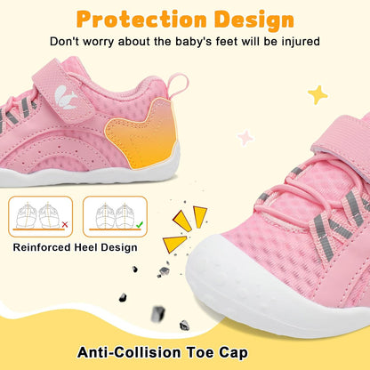 FEETCITY Wide Baby Shoes Boys Girls Baby Barefoot Shoes Breathable Infant Walking Shoe Crib Sock