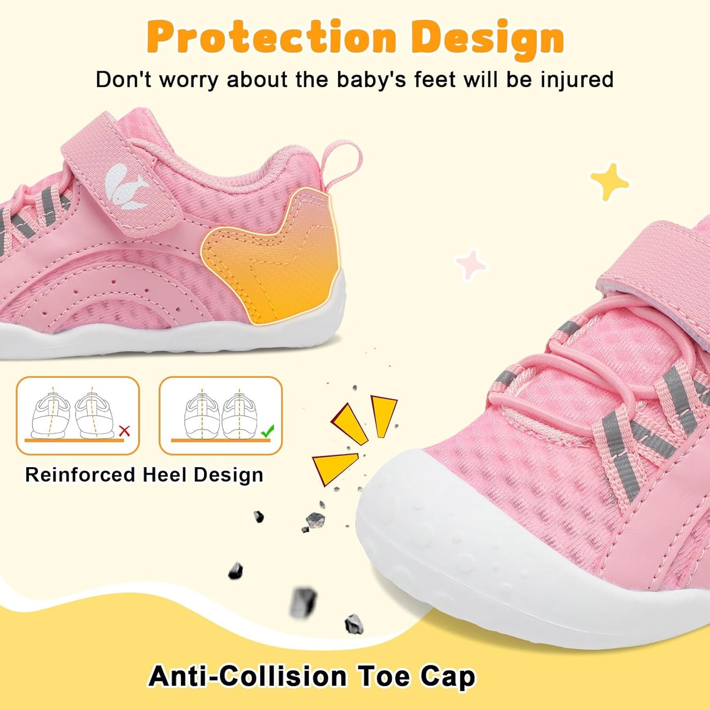 FEETCITY Wide Baby Shoes Boys Girls Baby Barefoot Shoes Breathable Infant Walking Shoe Crib Sock