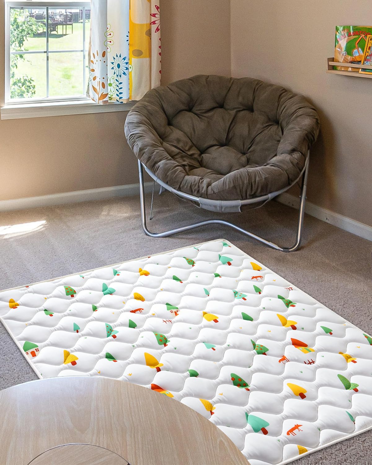 Odorless Premium Foam Baby Play Mat 50" x 50", Soft Microfiber Fabric Crawling Mat for Floor