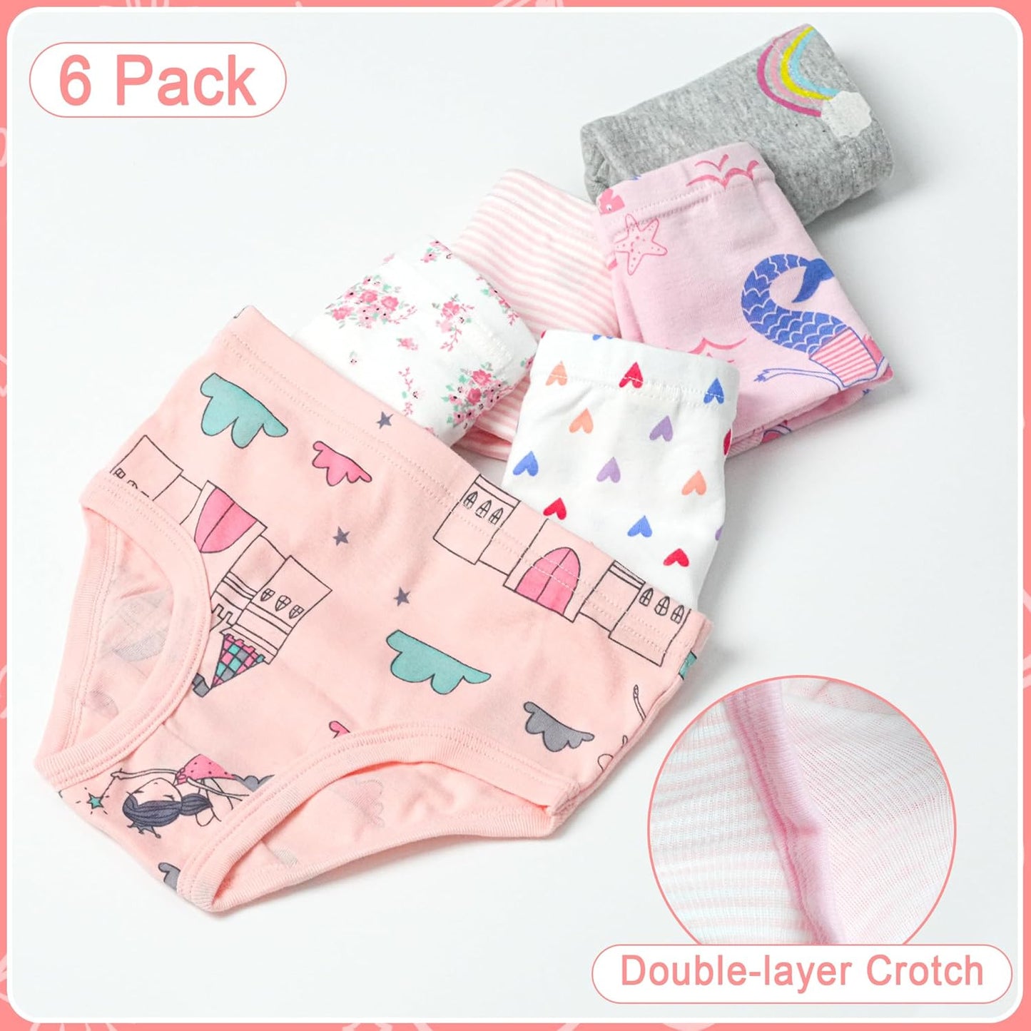 Tphon Little Girls Underwear Toddler Underwear Girls Panties Big Kids Undies Soft 100% Cotton