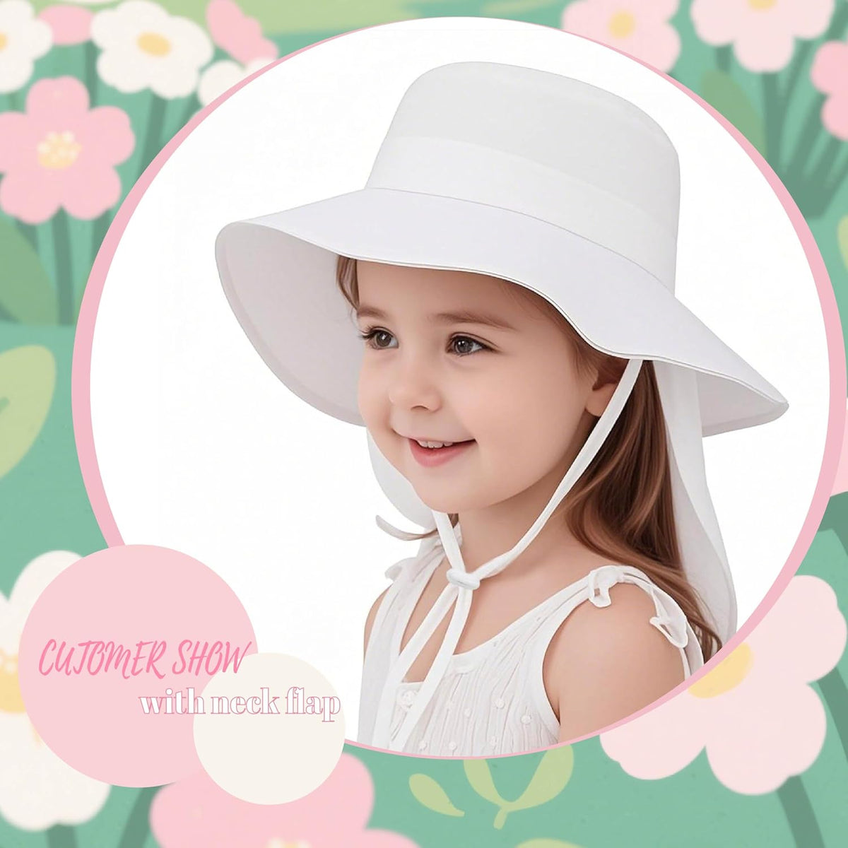 Baby Sun Hat Toddler Bucket Hats with Removable Neck Flap for Boys Girls Kids with Wide Brim Summer