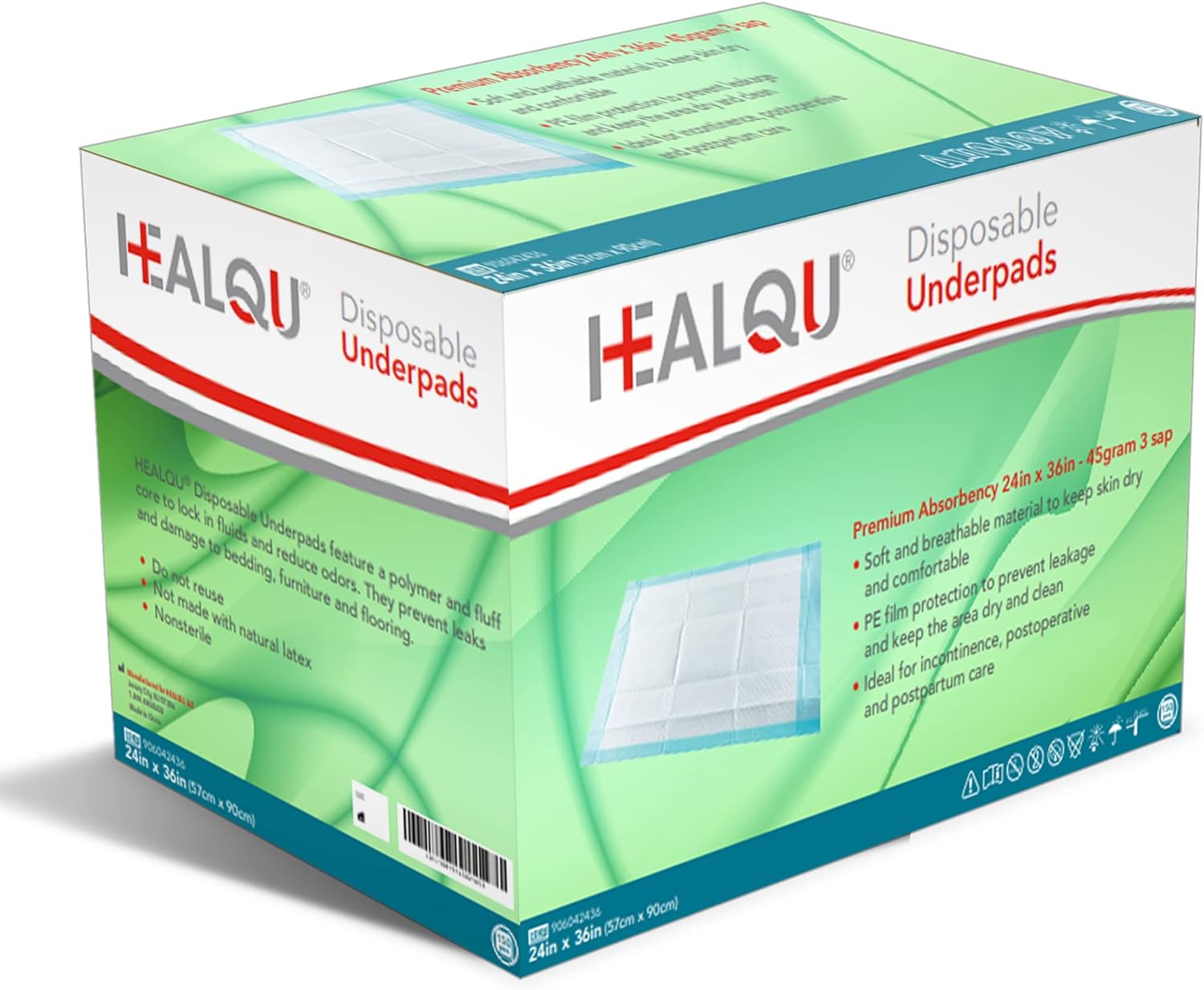Healqu Disposable Underpads - Incontinence Bed Chux Pads for Adults, Kids, Elderly, and Pets