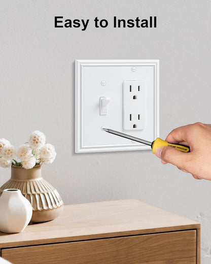 2-Pack Combo Toggle/Decorator Light Switch Cover Plate, Pure White Decorative Electrical Outlet