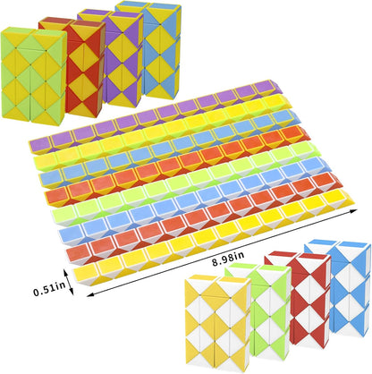 24 Pack 24 Blocks Mini Fidget Snake Cube Mini Twist Puzzle Cubes Magic Speed Cubes Toy for Kids